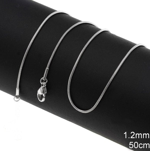 Αλυσίδα Ατσάλινη Φίδι Στρογγυλό 1.2mm σε συσκευασία 4 τεμαχίων - So Cute Cut