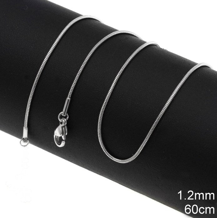 Αλυσίδα Ατσάλινη Φίδι Στρογγυλό 1.2mm σε συσκευασία 4 τεμαχίων - So Cute Cut