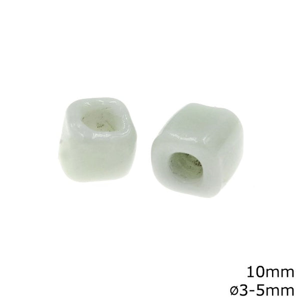 Γυάλινη Χάνδρα Κύβος 10mm με Φ3-5mm σε συσκευασία 50 τεμαχίων - So Cute Cut
