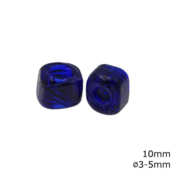 Γυάλινη Χάνδρα Κύβος 10mm με Φ3-5mm σε συσκευασία 50 τεμαχίων - So Cute Cut