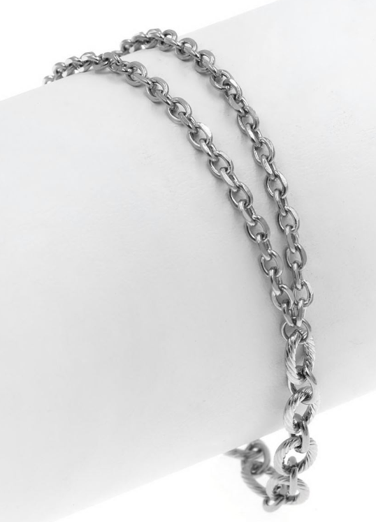 Βραχιόλι Ατσάλινο Διπλή Φορσετίνα 3.8x3mm και Οβάλ Κρίκοι 7.3x5.7mm σε συσκευασία 1 τεμαχίου - So Cute Cut