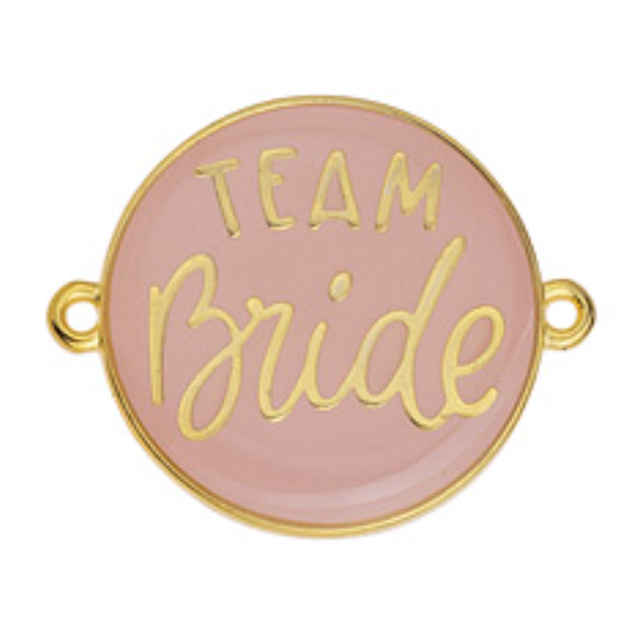 Μοτίφ στρογγυλό Team Bride με 2 κρικάκια σε συσκευασία 5 τεμαχίων - So Cute Cut