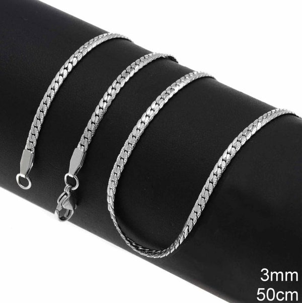 Ατσάλινη αλυσίδα ψαροκόκκαλο 3mm μήκους 50cm – διαθέσιμη σε επίχρυσο, άβαφο και δίχρωμο – συσκευασία 2 τεμαχίων – So Cute Cut