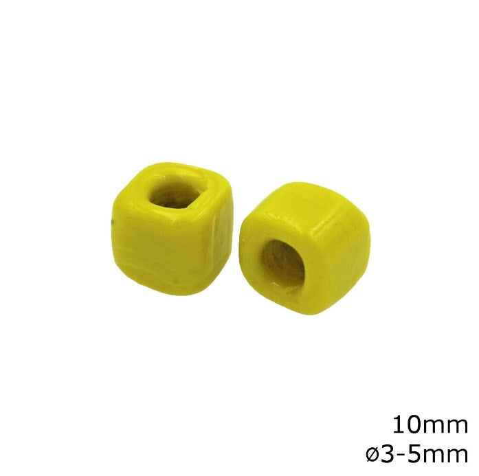 Γυάλινη Χάνδρα Κύβος 10mm με Φ3-5mm σε συσκευασία 50 τεμαχίων - So Cute Cut