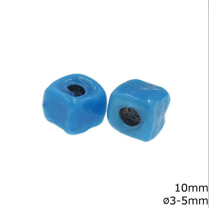 Γυάλινη Χάνδρα Κύβος 10mm με Φ3-5mm σε συσκευασία 50 τεμαχίων - So Cute Cut