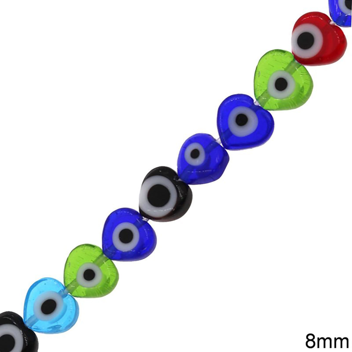 Χάνδρες Γυάλινες Καρδιά Μάτι Πλακέ 8mm - So Cute Cut