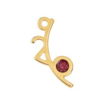 Κρεμαστό Νο.26 από ζάμακ χρυσό 24K NF με Soft Burgundy Glitter – συσκευασία 10 τεμαχίων – So Cute Cut