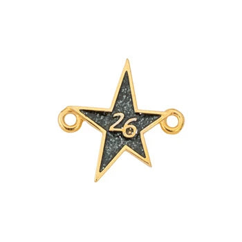Ενωτικό αστέρι Νο.26 από ζάμακ χρυσό 24K NF με Black Diamont Glitter – συσκευασία 10 τεμαχίων – So Cute Cut