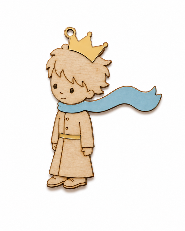 Little Prince Charm – Ξύλινο Κρεμαστό Στοιχείο Πρίγκιπας με Γαλάζιο Κασκόλ