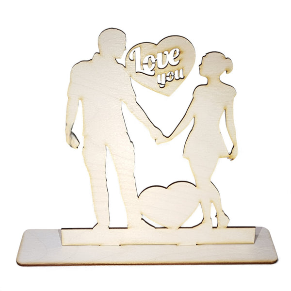 Ξύλινο διακοσμητικό Holding Hands με καρδιά και βάση 20 cm σε φυσικό χρώμα