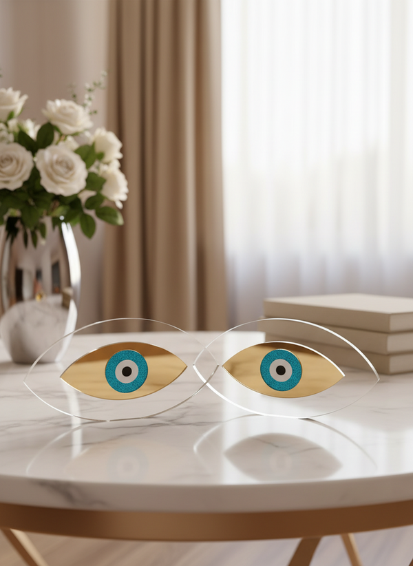 Επιτραπέζιο οβάλ γούρι μάτι από πλεξιγκλάς σε βάση, σε διάφορους χρωματικούς συνδυασμούς – So Cute by Dimi»