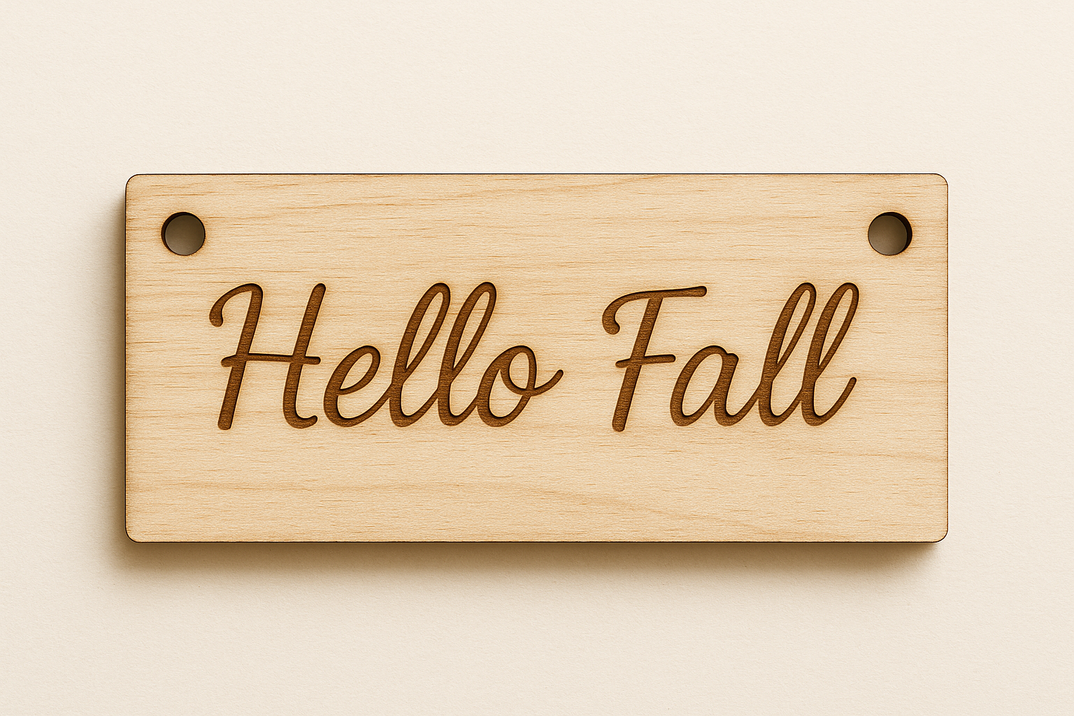 Ξύλινη πινακίδα Hello Fall με δύο τρύπες για κρέμασμα, laser cut & engraved, ιδανική για φθινοπωρινή διακόσμηση | So Cute Cut