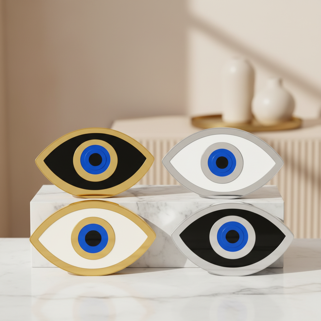 Eπιτραπέζιο Γούρι Μάτι Plexiglass με Χρυσό Καθρέφτη & Λάμψη - So Cute by Dimi