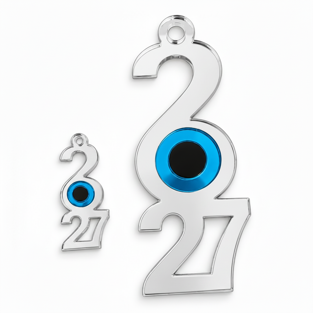 ✦2027 με Μάτι – Κρεμαστό Γούρι από Χρυσό Καθρέφτη, σε 2 διαστάσεις, σετ 6 ή 10 τεμαχίων