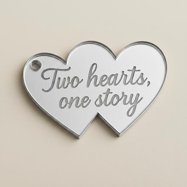 “Two Hearts, One Story” – Ετικέτα Γάμου από Καθρέφτη, σετ 5 τεμαχίων