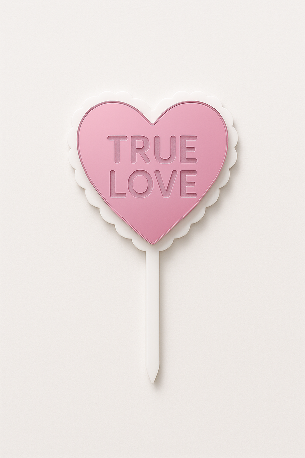 💗 Coquette Lollipop Heart – Layered Plexiglass Topper (Με Χάραξη)