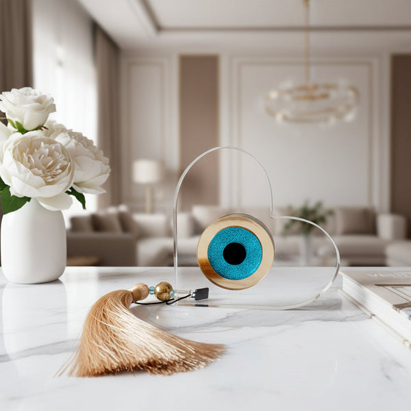 Χειροποίητο διακοσμητικό καρδιά από πλέξι ακρυλικό με μάτι καθρέφτη – So Cute by Dimi