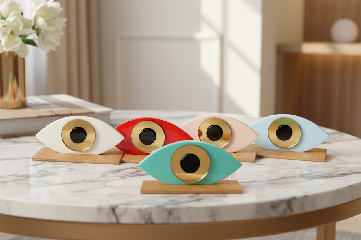 Γούρι πλεξιγκλάς μικρό οβάλ μάτι σε βάση