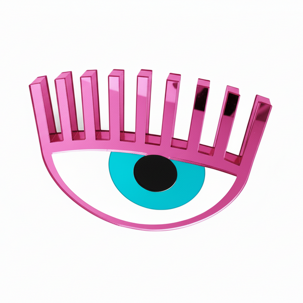 Handmade pink mirror plexiglass evil eye table charm with turquoise center – So Cute by Dimi.