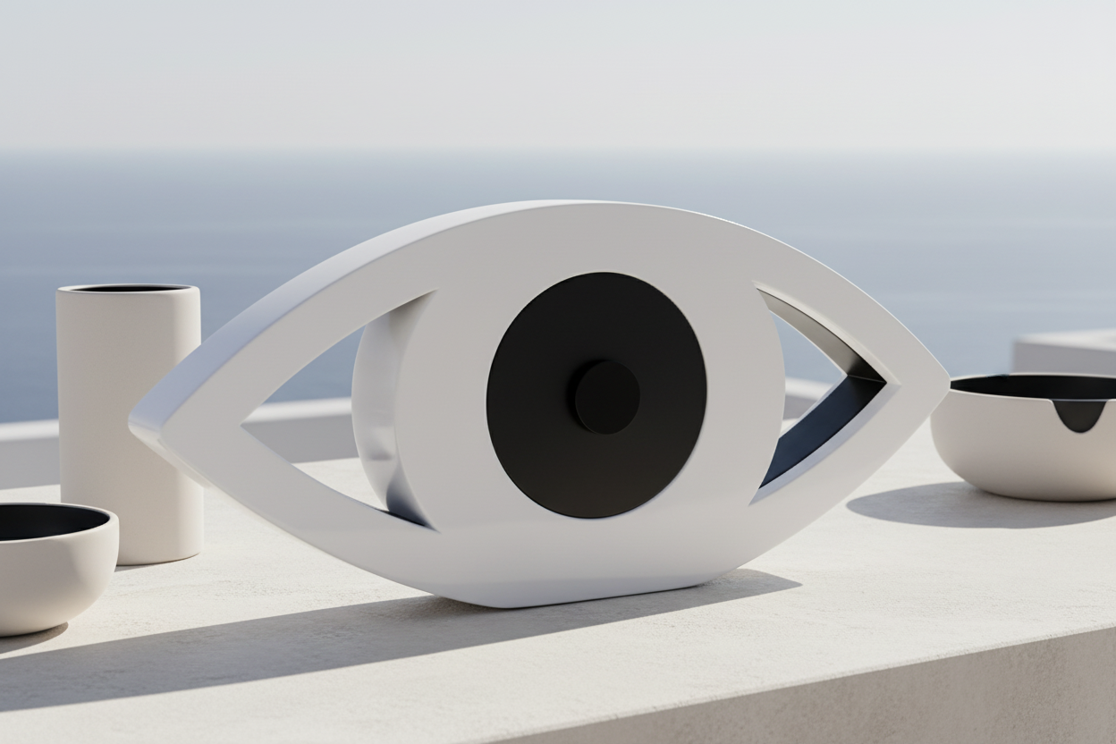 Luxury plexiglass eye table decor in glossy white by So Cute by Dimi – Eclipse Eye