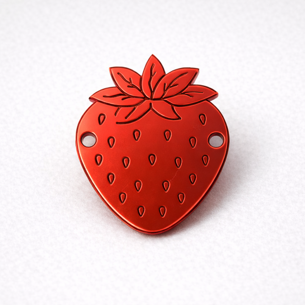 Ακρυλικό στοιχείο φράουλα από καθρέφτη πλεξιγκλάς για βραχιόλια Μάρτης – So Cute Cut