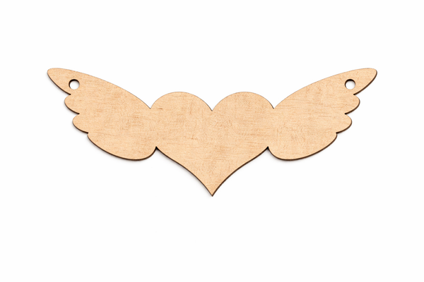 Aether Heart Solid Birch – ξύλινη καρδιά με φτερά από άβαφο κόντρα πλακέ σημύδα, laser cut, So Cute Cut