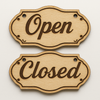 Ξύλινη πινακίδα Open Closed από φυσικό κόντρα πλακέ σημύδας με χάραξη | So Cute Cut