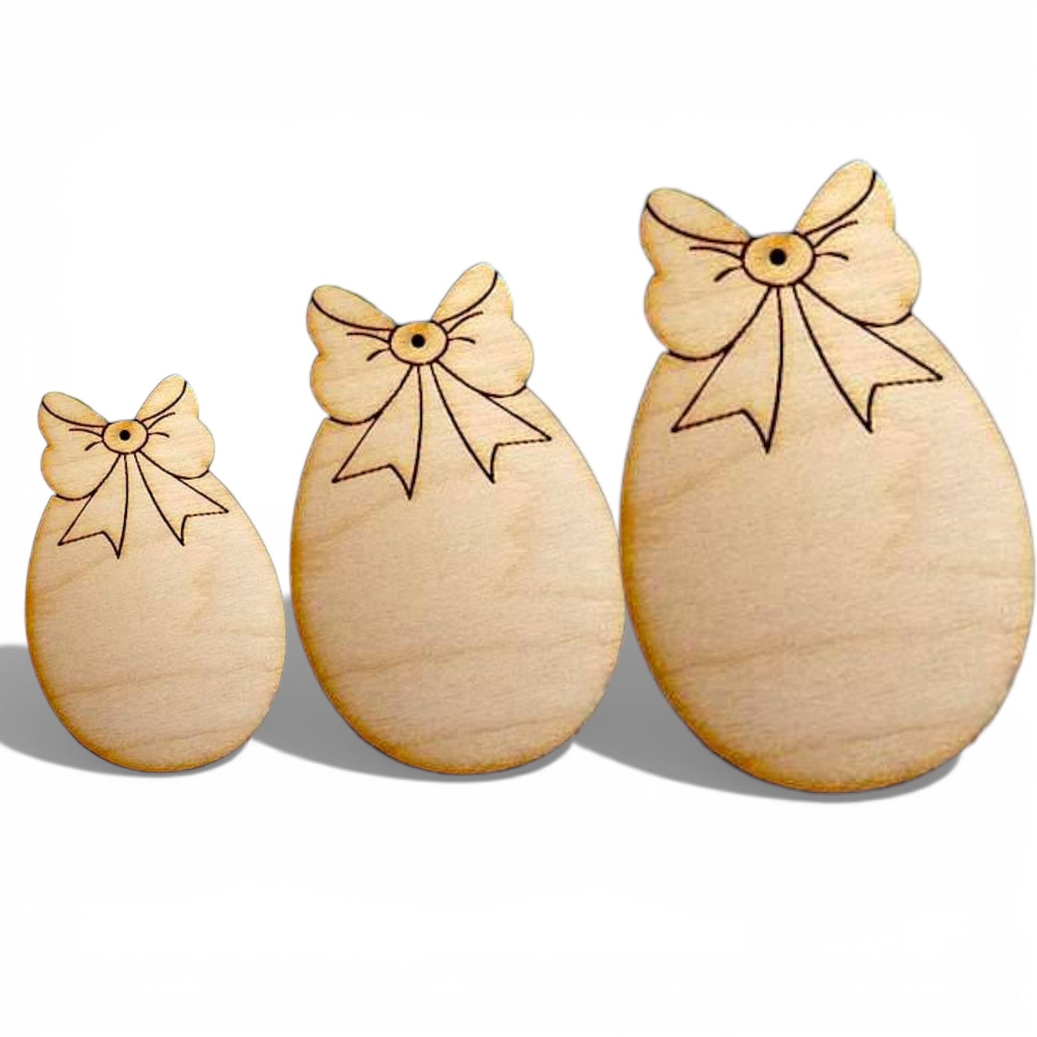 Ξύλινο αυγό από κόντρα πλακέ με ανάγλυφο φιόγκο laser cut So Cute Cut