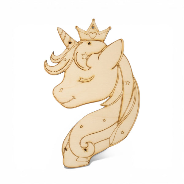 Ξύλινη πλάτη λαμπάδας μονόκερος φυσικό ξύλο 27 cm So Cute Cut