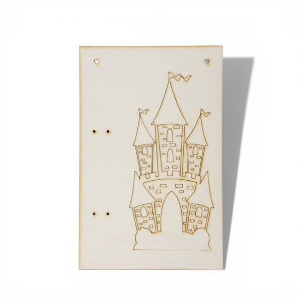 Ξύλινη ορθογώνια πλάτη για λαμπάδα με χάραξη Κάστρο - So Cute Cut