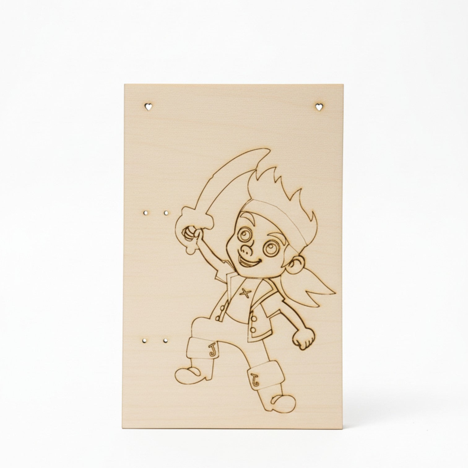 Ξύλινη ορθογώνια πλάτη για λαμπάδα με χάραξη Jake ο πειρατής - So Cute Cut