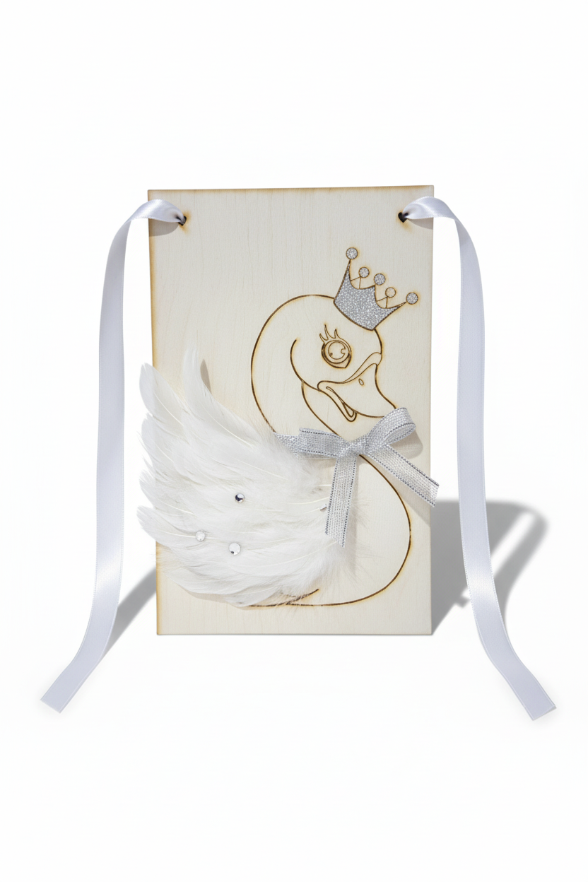 Ιδέα στολισμού ξύλινης πλάτης λαμπαδας με θέμα τον κύκνο, So Cute Cut