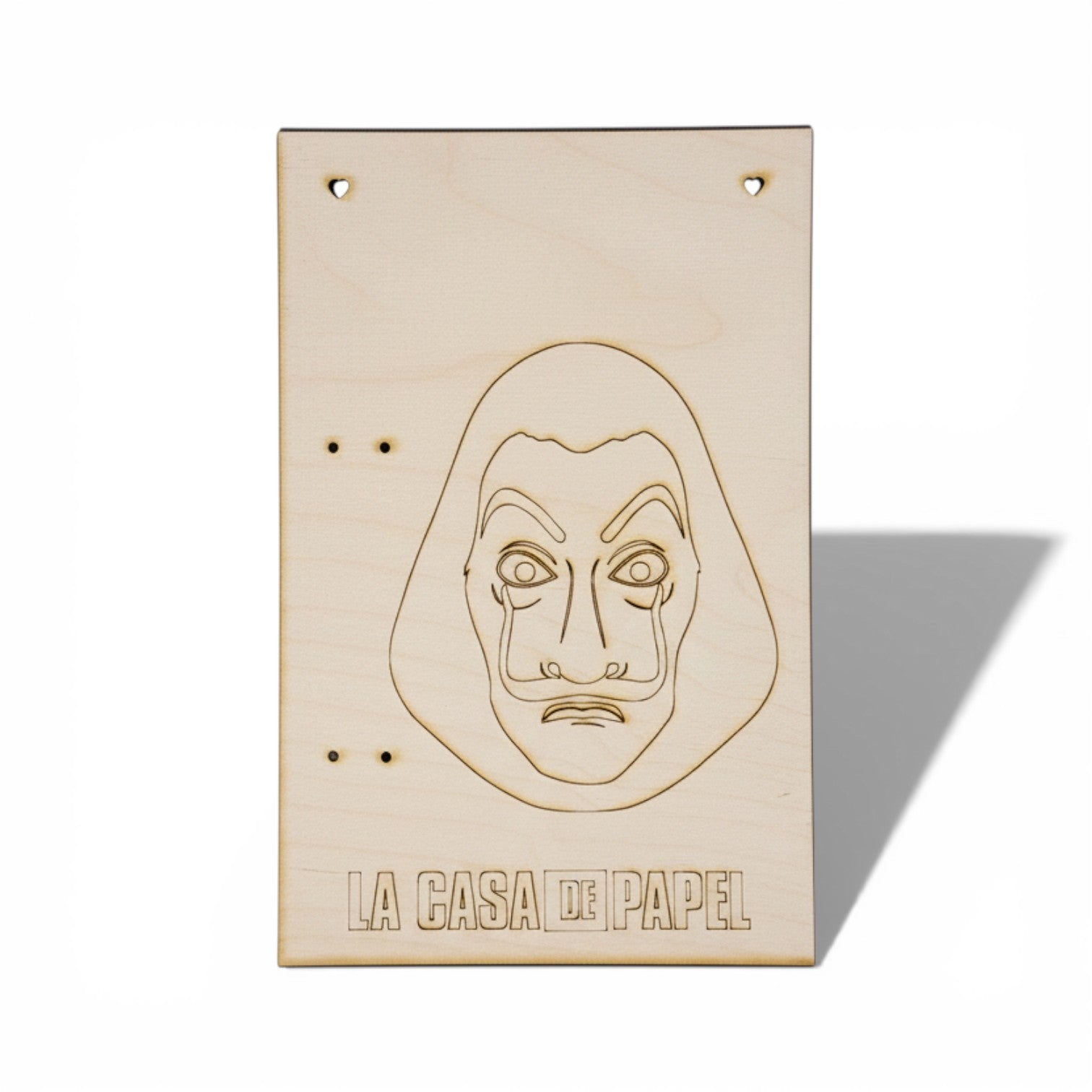 Ξύλινη ορθογώνια πλάτη λαμπάδας με χάραξη La Casa de Papel 28x18 cm