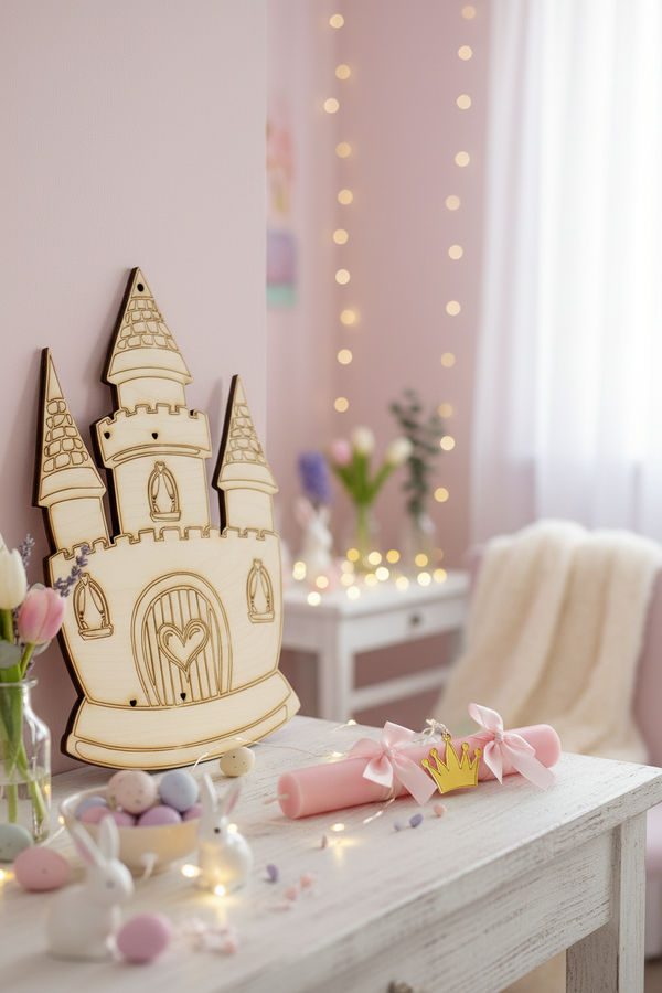 Ξύλινη πλάτη για λαμπάδα Κάστρο - So Cute Cut