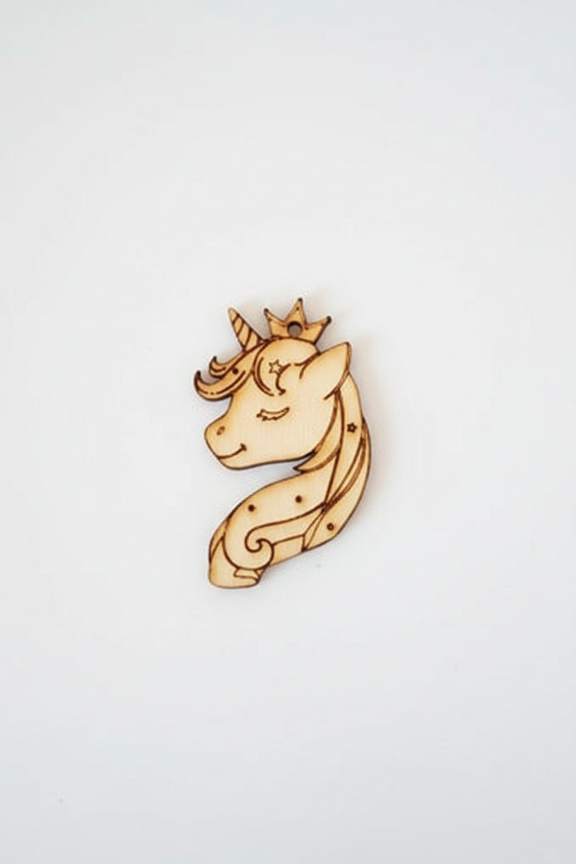 Ξύλινο κρεμαστό διακοσμητικό μονόκερος 8 cm φυσικό ξύλο So Cute Cut