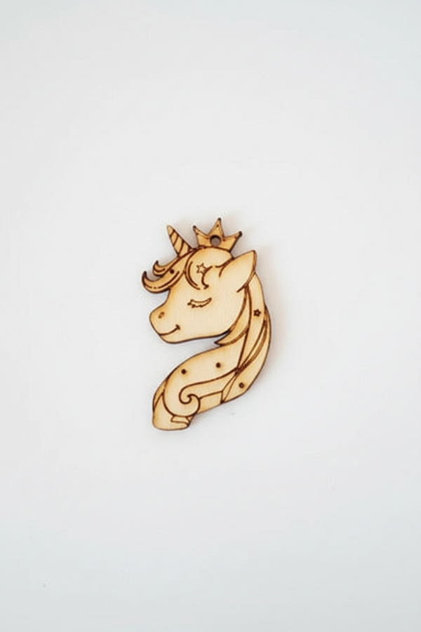 Ξύλινο κρεμαστό διακοσμητικό μονόκερος 8 cm φυσικό ξύλο So Cute Cut