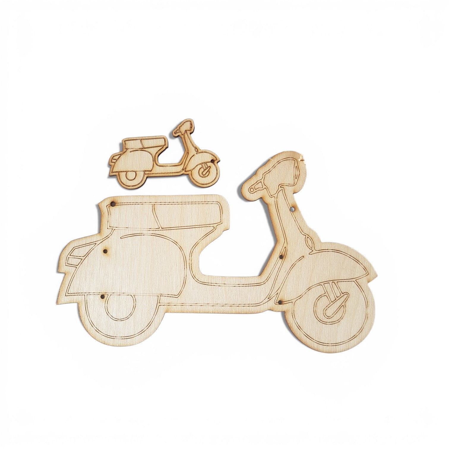 Ξύλινη πλάτη λαμπάδας scooter με χάραξη και ασορτί κρεμαστό στοιχείο από κόντρα πλακέ