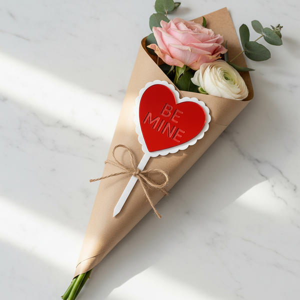 💗 Coquette Lollipop Heart – Layered Plexiglass Topper (Με Χάραξη)