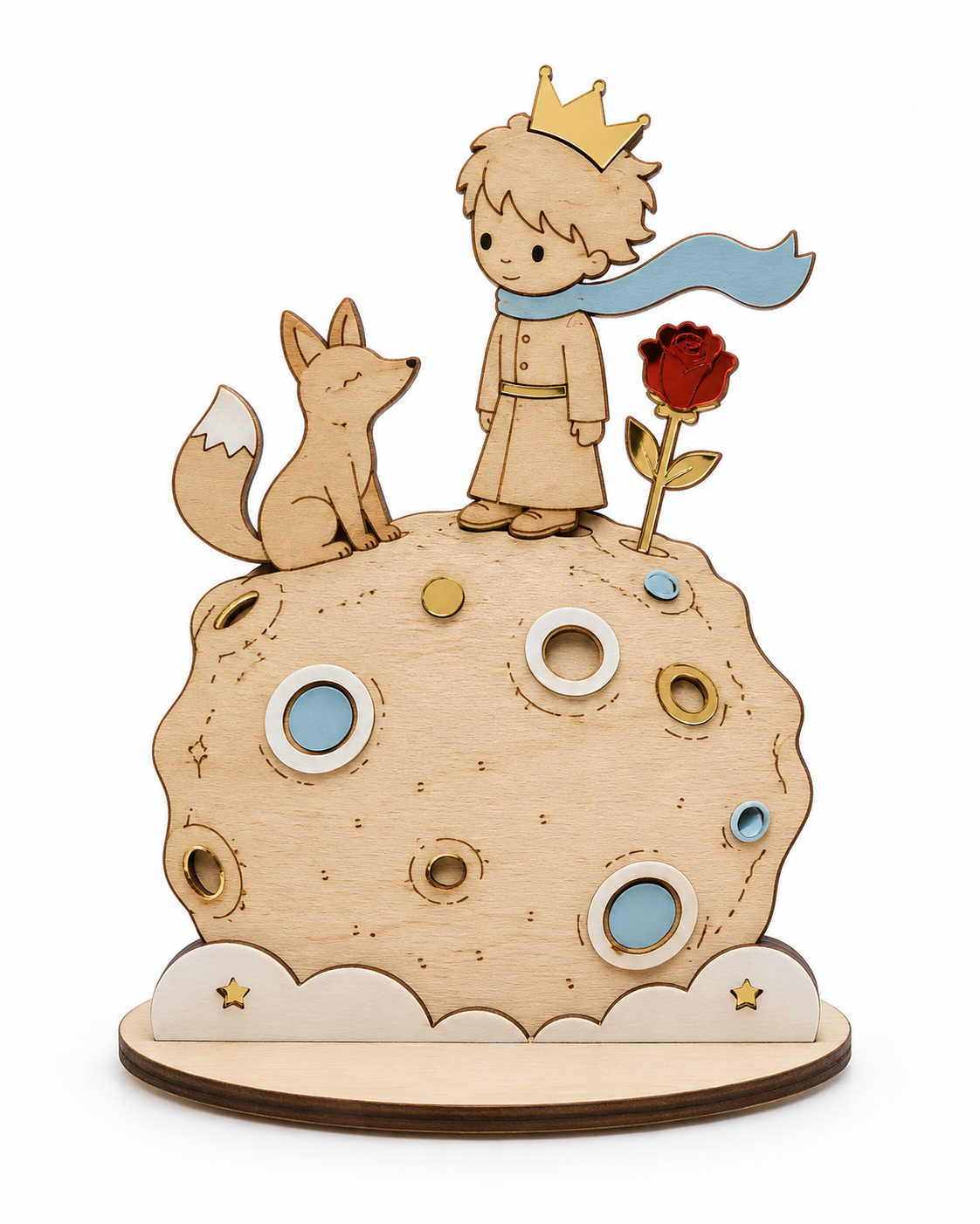 ✦Little Prince Planet – Επιτραπέζιο Διακοσμητικό με Πρίγκιπα, Αλεπού & Τριαντάφυλλο