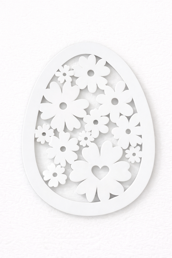 Αυγό από λευκό πλεξιγκλάς 10 εκ με floral cut-out σχέδιο – So Cute Cut