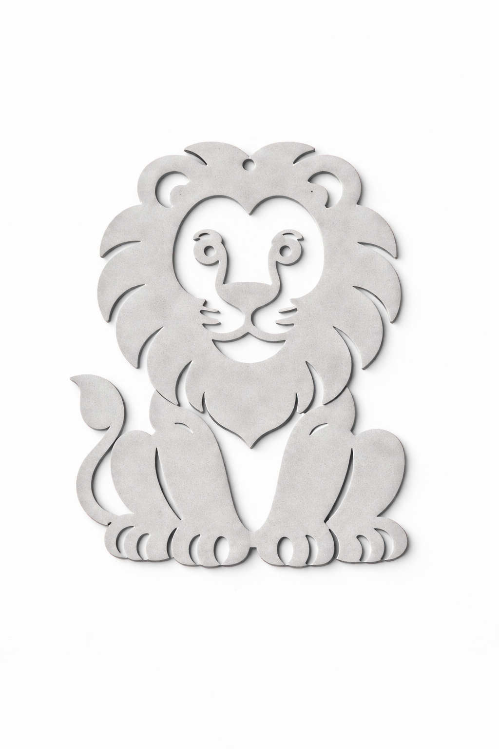 Λιονταράκι από γκρι πλεξιγκλάς με cutouts, διακοσμητική παιδική φιγούρα 10 εκ για χειροποίητες κατασκευές και μπομπονιέρες