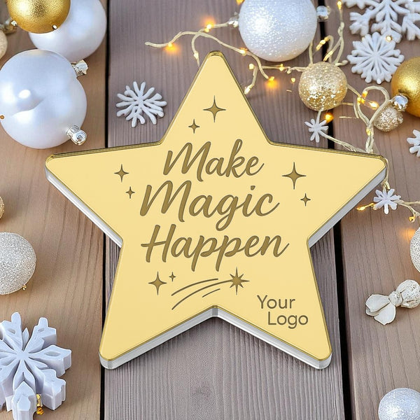  Γούρι αστέρι με μήνυμα Make Magic Happen από χρυσό καθρέφτη plexiglass-So Cute Cut