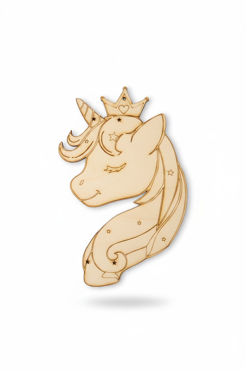 Ξύλινη πλάτη λαμπάδας μονόκερος φυσικό ξύλο 27 cm So Cute Cut