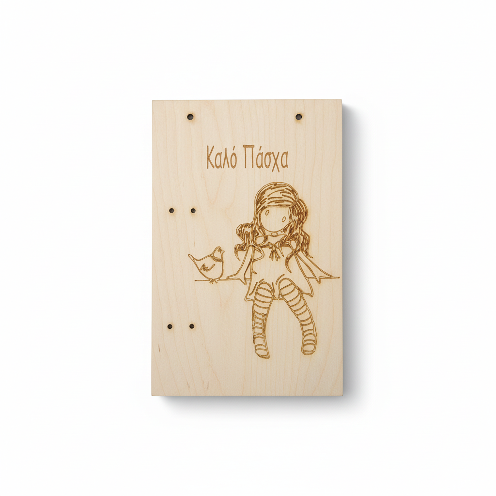 Ξύλινη ορθογώνια πλάτη λαμπάδας Santoro φυσικό ξύλο 28x18 cm So Cute Cut