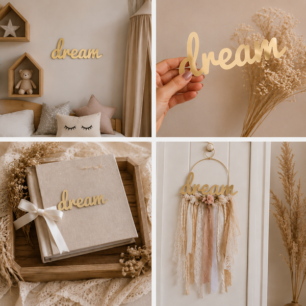 Dream Script Sign | Laser Cut Επιγραφή από Πλεξιγκλάς & MDF