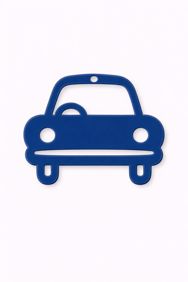 Μπλε κρεμαστό αυτοκινητάκι από πλεξιγκλάς με cutouts, διακοσμητικό στοιχείο για μπομπονιέρα η λαμπάδα