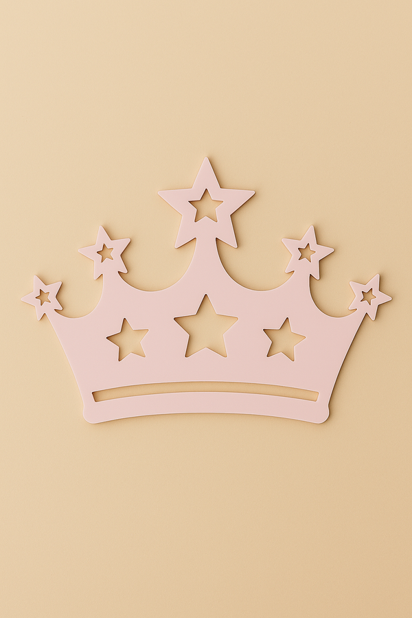 Κορώνα baby pink πλεξιγκλάς 10 εκ. με cut-out αστέρια – σετ 6 τεμαχίων
