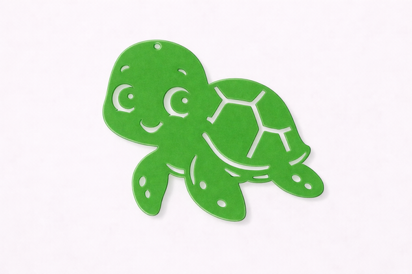 Φιγούρα χελώνας από πράσινο πλεξιγκλάς με cutouts, laser cut διακοσμητικό στοιχείο 10 εκ για παιδικές και DIY κατασκευές