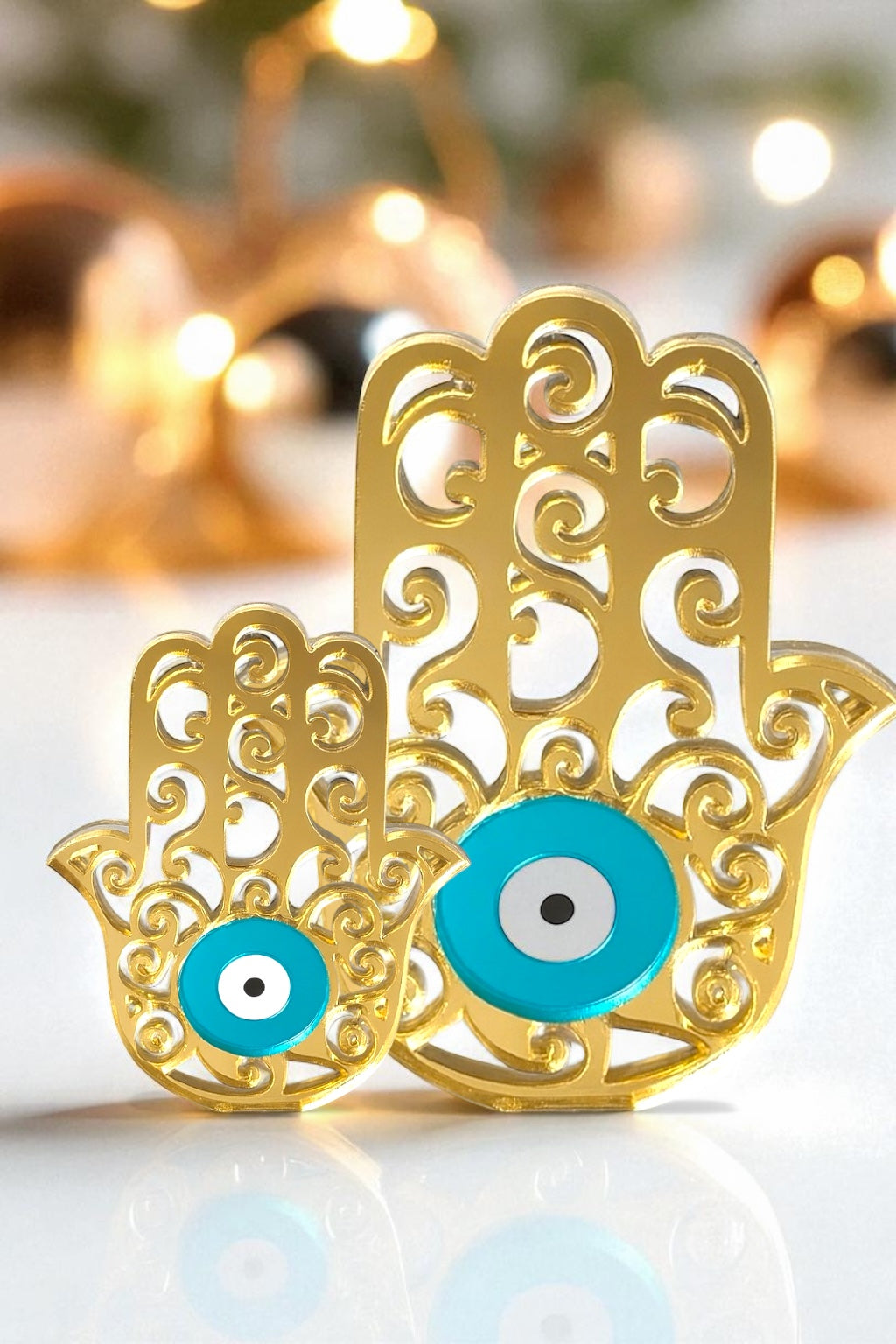 Γούρι plexiglass χεράκι χρυσό καθρέφτη με τυρκουάζ μάτι – So Cute by Dimi