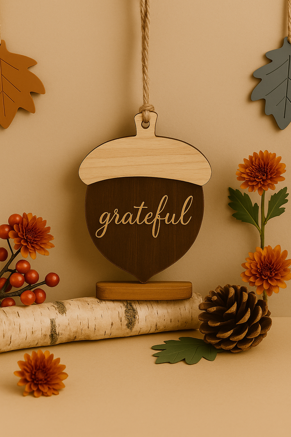 Κρεμαστό Βελανίδι “Grateful” – Σετ 6 τεμαχίων | So Cute Cut